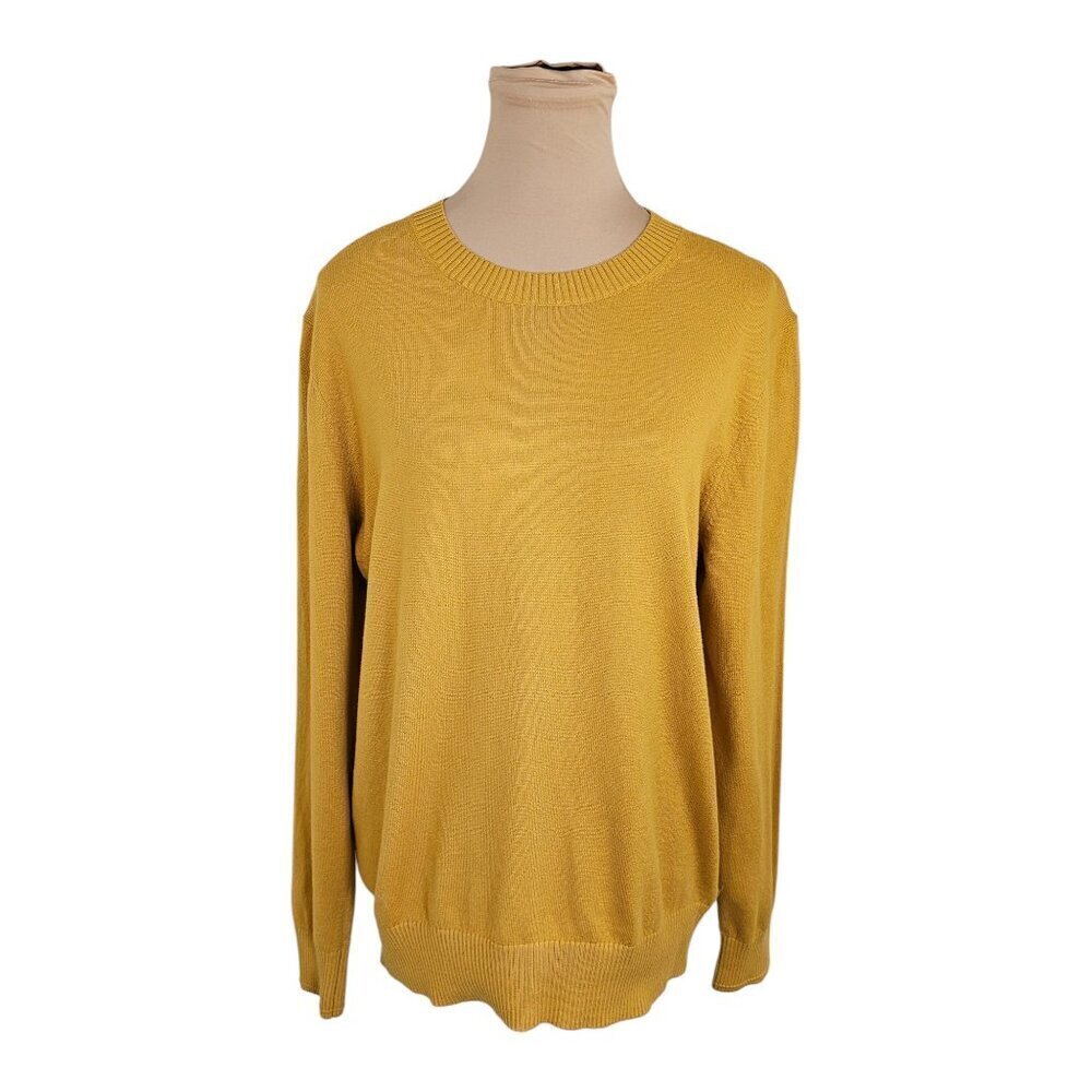 Everlane The No-Sweat Ribbed Crew Neck Yellow Sweater Sz M